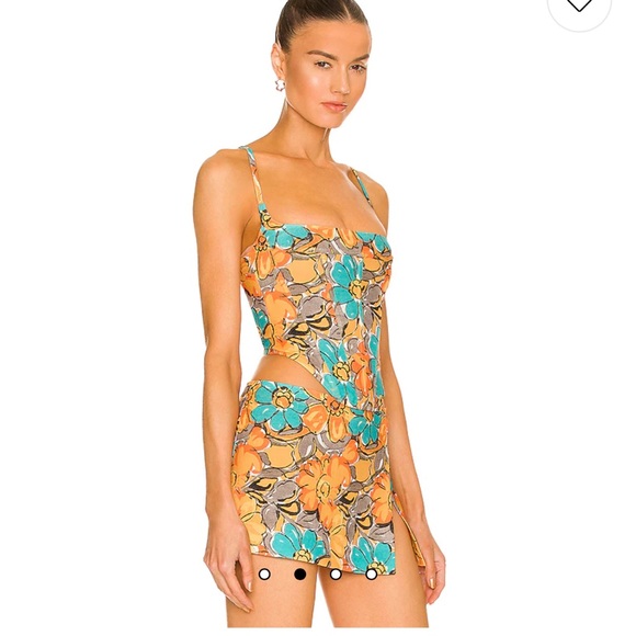 Miaou Mini Skirt in Parisian Flower Orange - Picture 4 of 6